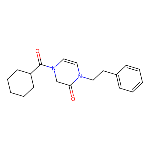 2(1H)-Pyrazinone, 4-(cyclohexylcarbonyl)-3,4-dihydro-1-(2-phenylethyl)- structure