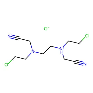 Glycinonitrile, N,N'-ethylenebis(N-(2-chloroethyl)-, hydrochloride structure
