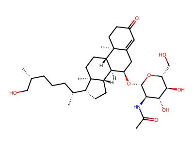 26-Hydroxy-3-oxocholest-4-en-7-yl 2-deoxy-2-[(1-hydroxyethylidene)amino]hexopyranoside structure