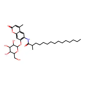 6-Hexadecanoylamino-4-methylumbelliferyl-galactopyranoside structure