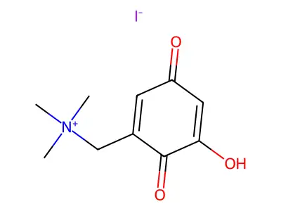 1,4-Cyclohexadiene-1-methanaminium, 5-hydoxy-N,N,N-trimethyl-3,6-dioxo-, iodide structure