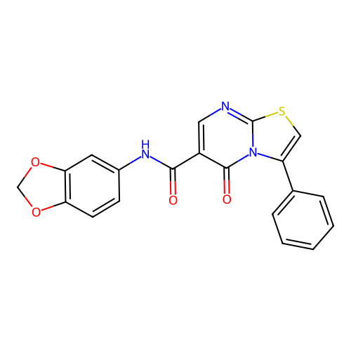 N-(1,3-benzodioxol-5-yl)-5-oxo-3-phenyl-[1,3]thiazolo[3,2-a]pyrimidine-6-carboxamide structure