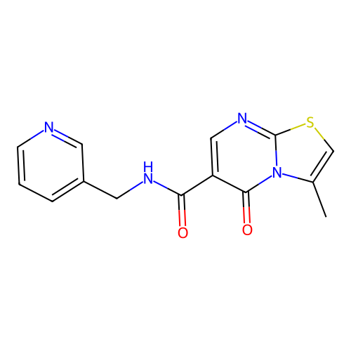 3-methyl-5-oxo-N-(pyridin-3-ylmethyl)-[1,3]thiazolo[3,2-a]pyrimidine-6-carboxamide structure