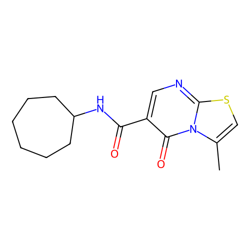 N-cycloheptyl-3-methyl-5-oxo-5H-[1,3]thiazolo[3,2-a]pyrimidine-6-carboxamide structure