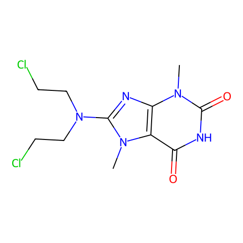 8-[Bis(2-chloroethyl)amino]-3,7-dimethyl-3,7-dihydro-1h-purine-2,6-dione structure
