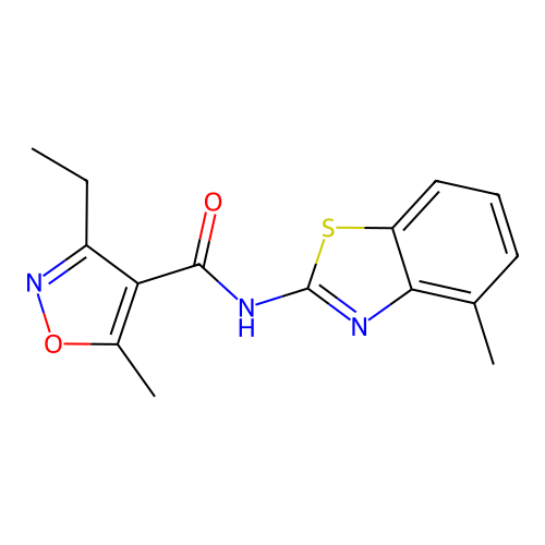 3-ethyl-5-methyl-N-(4-methyl-1,3-benzothiazol-2-yl)-1,2-oxazole-4-carboxamide structure