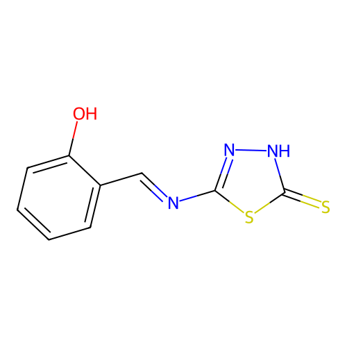 2-((5-Mercapto-1,3,4-thiadiazol-2-ylimino)methyl)phenol structure