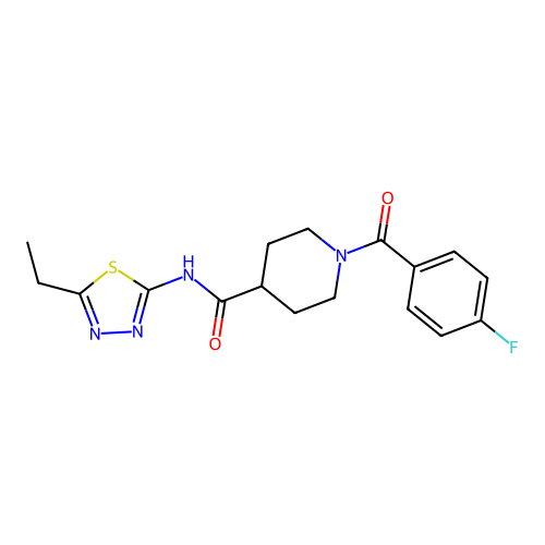 N-(5-ethyl-1,3,4-thiadiazol-2-yl)-1-(4-fluorobenzoyl)piperidine-4-carboxamide structure