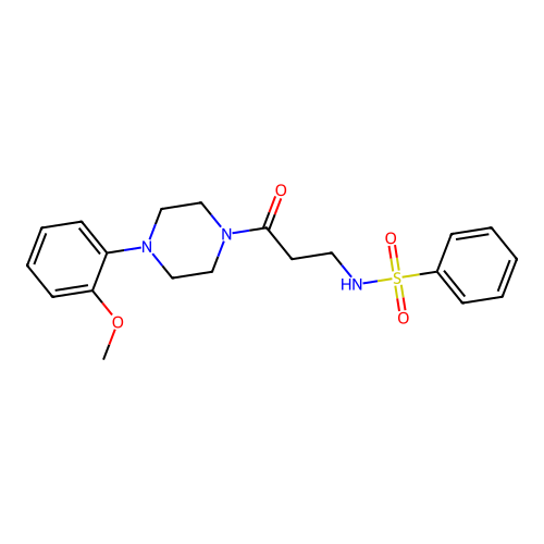 N-[3-[4-(2-methoxyphenyl)piperazin-1-yl]-3-oxopropyl]benzenesulfonamide structure