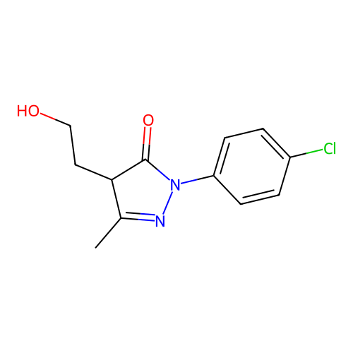 1-(4-chlorophenyl)-4-(2-hydroxyethyl)-3-methyl-4,5-dihydro-1H-pyrazol-5-one structure