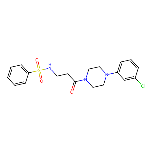 N-[3-[4-(3-chlorophenyl)piperazin-1-yl]-3-oxopropyl]benzenesulfonamide structure
