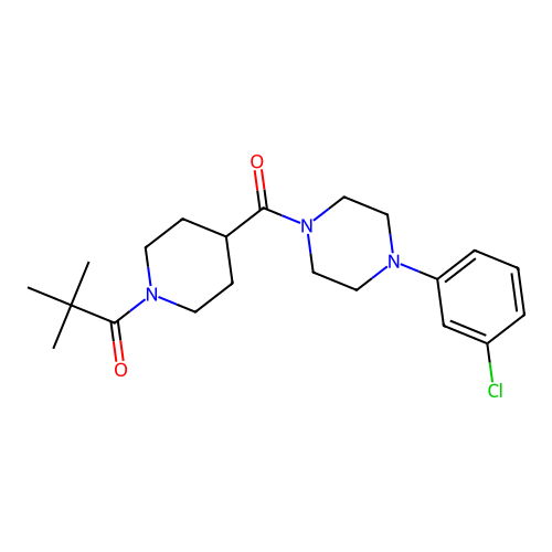 1-[4-[4-(3-chlorophenyl)piperazine-1-carbonyl]piperidin-1-yl]-2,2-dimethylpropan-1-one structure