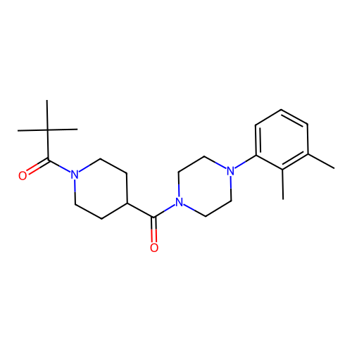 1-[4-[4-(2,3-dimethylphenyl)piperazine-1-carbonyl]piperidin-1-yl]-2,2-dimethylpropan-1-one structure