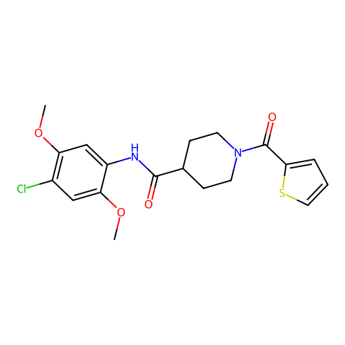 N-(4-chloro-2,5-dimethoxyphenyl)-1-(thiophene-2-carbonyl)piperidine-4-carboxamide structure