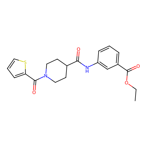 Ethyl 3-({[1-(thiophen-2-ylcarbonyl)piperidin-4-yl]carbonyl}amino)benzoate structure