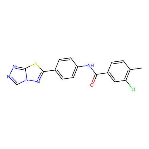 3-chloro-4-methyl-N-(4-[1,2,4]triazolo[3,4-b][1,3,4]thiadiazol-6-ylphenyl)benzamide structure