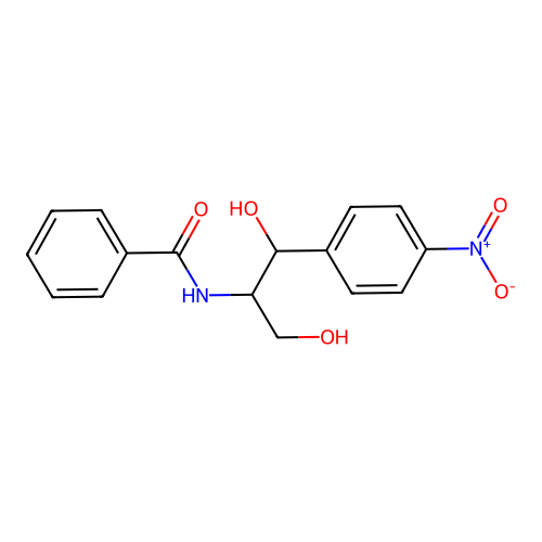 N-[1,3-dihydroxy-1-(4-nitrophenyl)propan-2-yl]benzamide structure