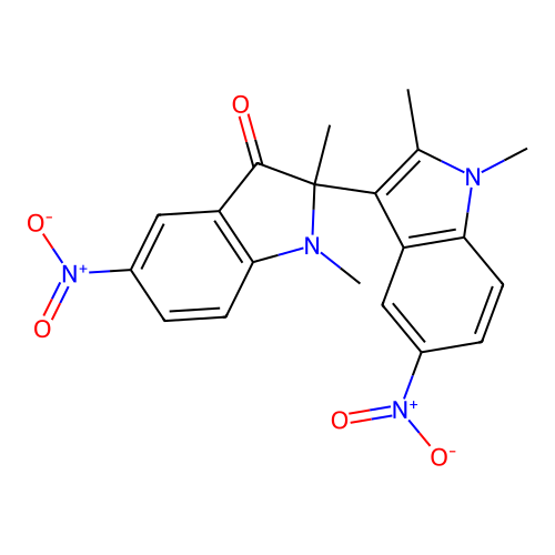 1,1',2,2'-Tetramethyl-5,5'-dinitro-1,2-dihydro-1'H,3H-[2,3'-biindol]-3-one structure