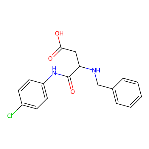 N~2~-benzyl-N-(4-chlorophenyl)-alpha-asparagine structure