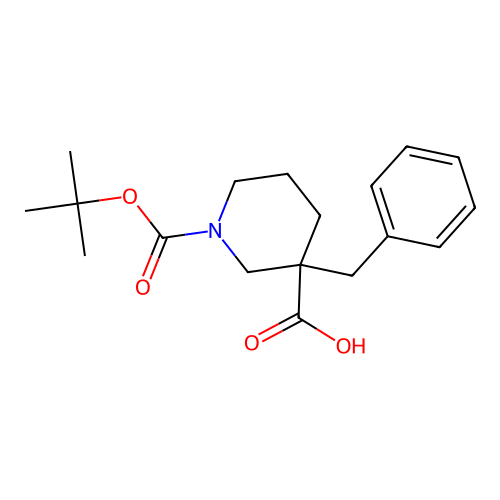 1-[(Tert-butyl)oxycarbonyl]-3-benzylpiperidine-3-carboxylic acid structure
