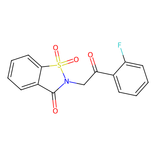 2-[2-(2-Fluorophenyl)-2-oxoethyl]-1,1-dioxo-1,2-benzothiazol-3-one structure