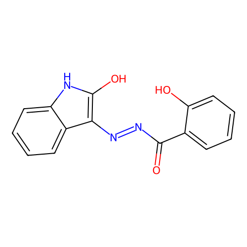 2-hydroxy-N'-(2-oxo-1,2-dihydro-3H-indol-3-ylidene)benzohydrazide structure