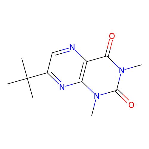 7-tert-butyl-1,3-dimethyl-2,4(1H,3H)-pteridinedione structure