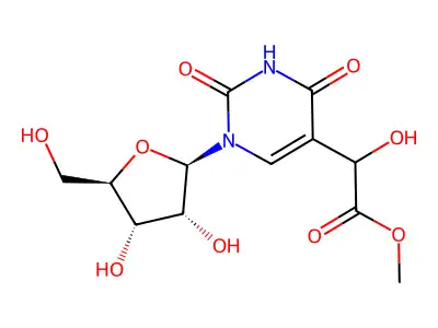 5-(Carboxy(hydroxy)methyl)uridine methyl ester structure
