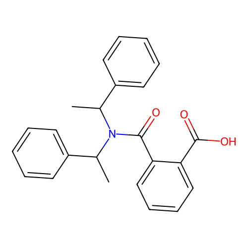 2-(Bis(1-phenylethyl)carbamoyl)benzoic acid structure