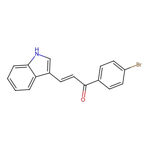 (2E)-1-(4-bromophenyl)-3-(1H-indol-3-yl)prop-2-en-1-one structure