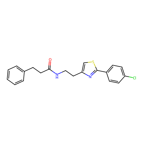 N-{2-[2-(4-chlorophenyl)-1,3-thiazol-4-yl]ethyl}-3-phenylpropanamide structure