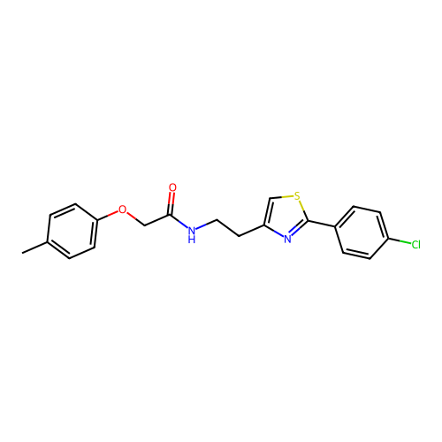 N-{2-[2-(4-chlorophenyl)-1,3-thiazol-4-yl]ethyl}-2-(4-methylphenoxy)acetamide structure
