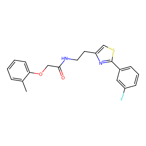 N-{2-[2-(3-fluorophenyl)-1,3-thiazol-4-yl]ethyl}-2-(2-methylphenoxy)acetamide structure