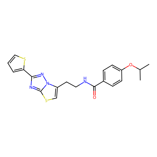 4-(propan-2-yloxy)-N-{2-[2-(thiophen-2-yl)-[1,2,4]triazolo[3,2-b][1,3]thiazol-6-yl]ethyl}benzamide structure