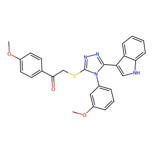 2-{[5-(1H-indol-3-yl)-4-(3-methoxyphenyl)-4H-1,2,4-triazol-3-yl]sulfanyl}-1-(4-methoxyphenyl)ethan-1-one structure