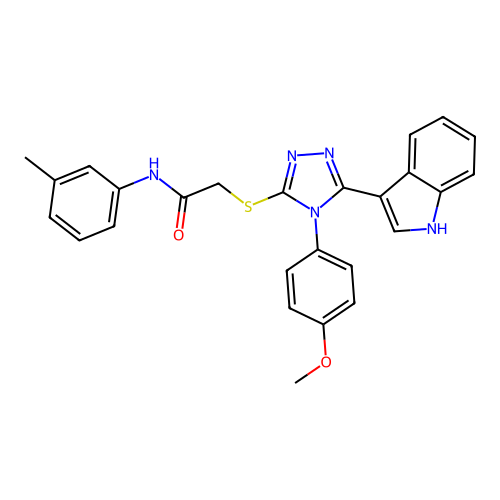 2-{[5-(1H-indol-3-yl)-4-(4-methoxyphenyl)-4H-1,2,4-triazol-3-yl]sulfanyl}-N-(3-methylphenyl)acetamide structure