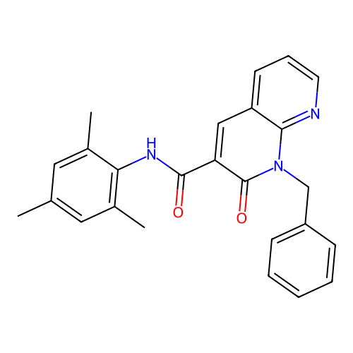 1-benzyl-N-mesityl-2-oxo-1,2-dihydro-1,8-naphthyridine-3-carboxamide structure