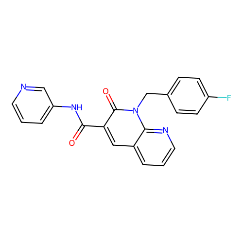 1-[(4-fluorophenyl)methyl]-2-oxo-N-(pyridin-3-yl)-1,2-dihydro-1,8-naphthyridine-3-carboxamide structure