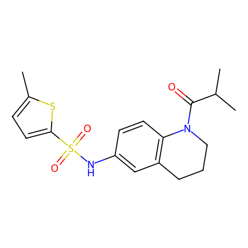 N-(1-isobutyryl-1,2,3,4-tetrahydroquinolin-6-yl)-5-methylthiophene-2-sulfonamide structure