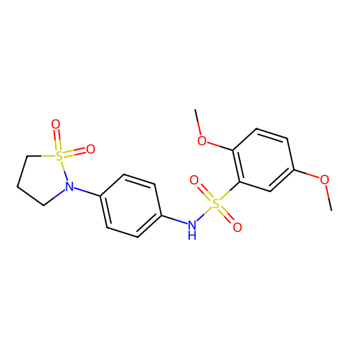 N-(4-(1,1-dioxidoisothiazolidin-2-yl)phenyl)-2,5-dimethoxybenzenesulfonamide structure