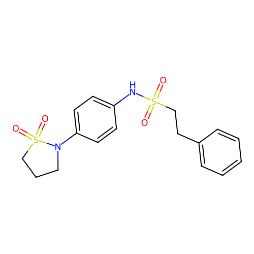 N-(4-(1,1-dioxidoisothiazolidin-2-yl)phenyl)-2-phenylethanesulfonamide structure