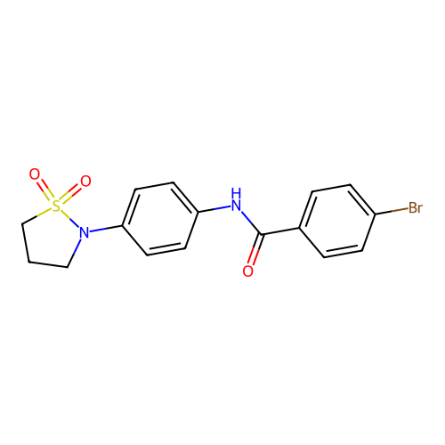 4-bromo-N-(4-(1,1-dioxidoisothiazolidin-2-yl)phenyl)benzamide structure