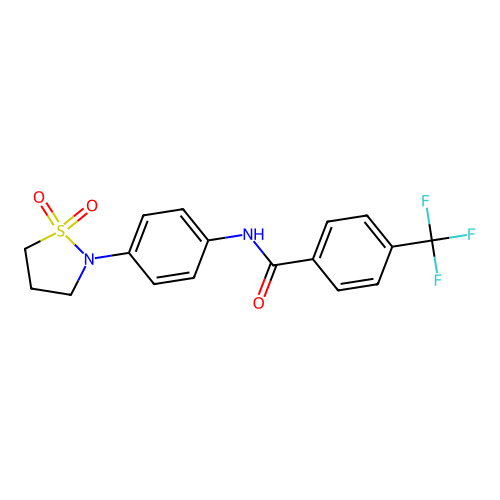 N-[4-(1,1-dioxo-1lambda6,2-thiazolidin-2-yl)phenyl]-4-(trifluoromethyl)benzamide structure