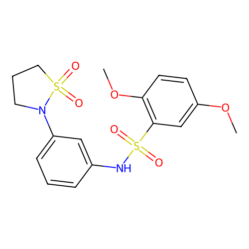 N-(3-(1,1-dioxidoisothiazolidin-2-yl)phenyl)-2,5-dimethoxybenzenesulfonamide structure