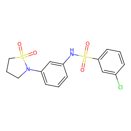 3-chloro-N-(3-(1,1-dioxidoisothiazolidin-2-yl)phenyl)benzenesulfonamide structure