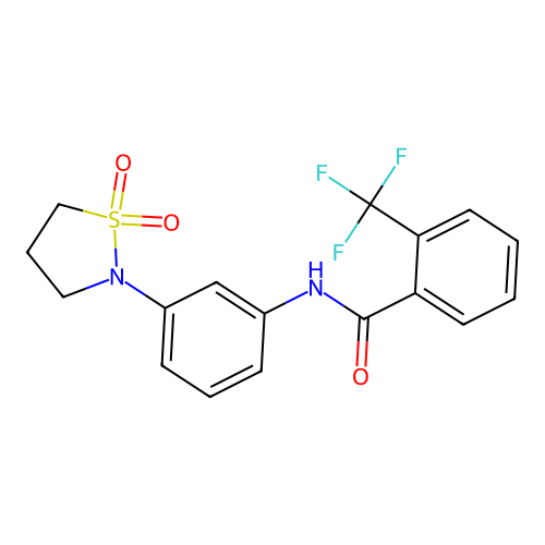 N-(3-(1,1-dioxidoisothiazolidin-2-yl)phenyl)-2-(trifluoromethyl)benzamide structure