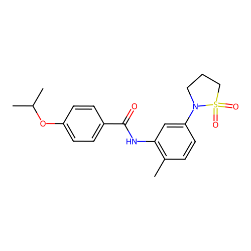 N-(5-(1,1-dioxidoisothiazolidin-2-yl)-2-methylphenyl)-4-isopropoxybenzamide structure