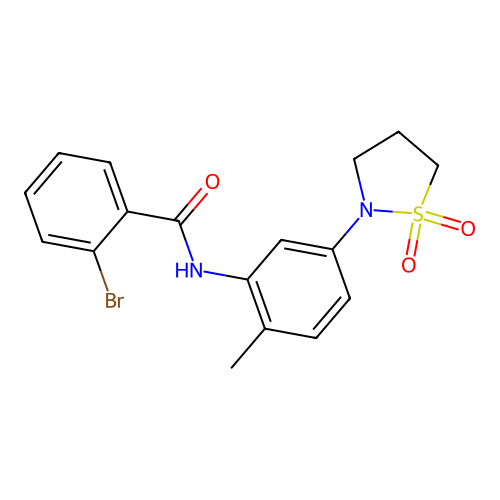 2-bromo-N-(5-(1,1-dioxidoisothiazolidin-2-yl)-2-methylphenyl)benzamide structure