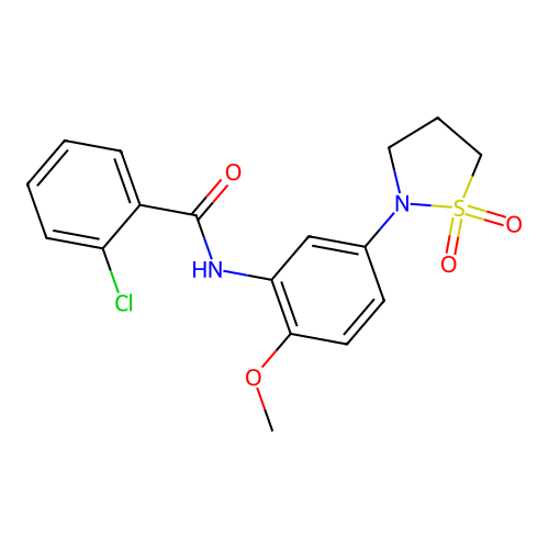 2-chloro-N-(5-(1,1-dioxidoisothiazolidin-2-yl)-2-methoxyphenyl)benzamide structure