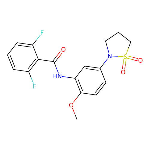 N-(5-(1,1-dioxidoisothiazolidin-2-yl)-2-methoxyphenyl)-2,6-difluorobenzamide structure